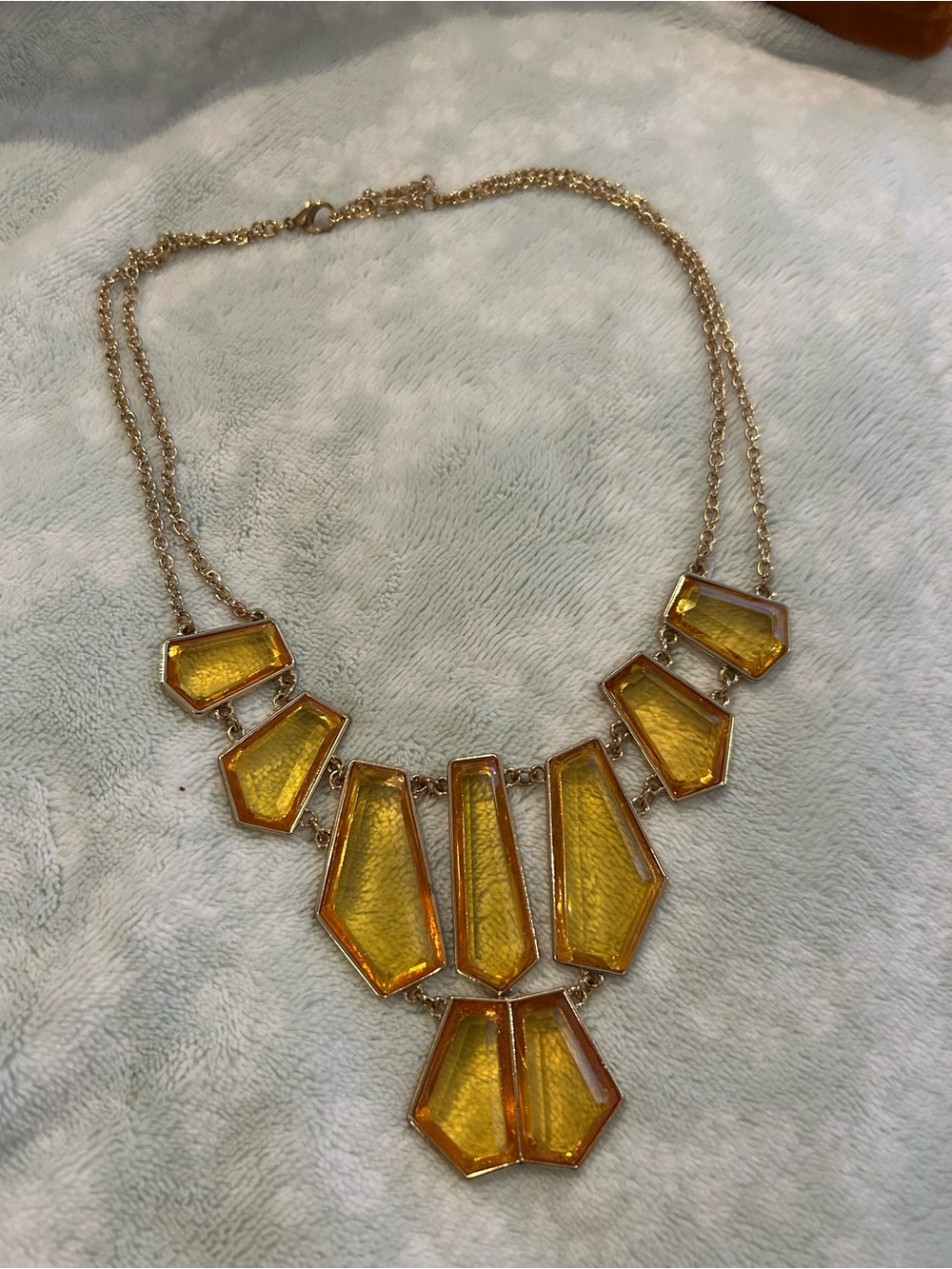Yellow Geometric Statement Necklace in Gold-Tone